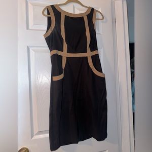 Black and Tan sheath Dress with pockets